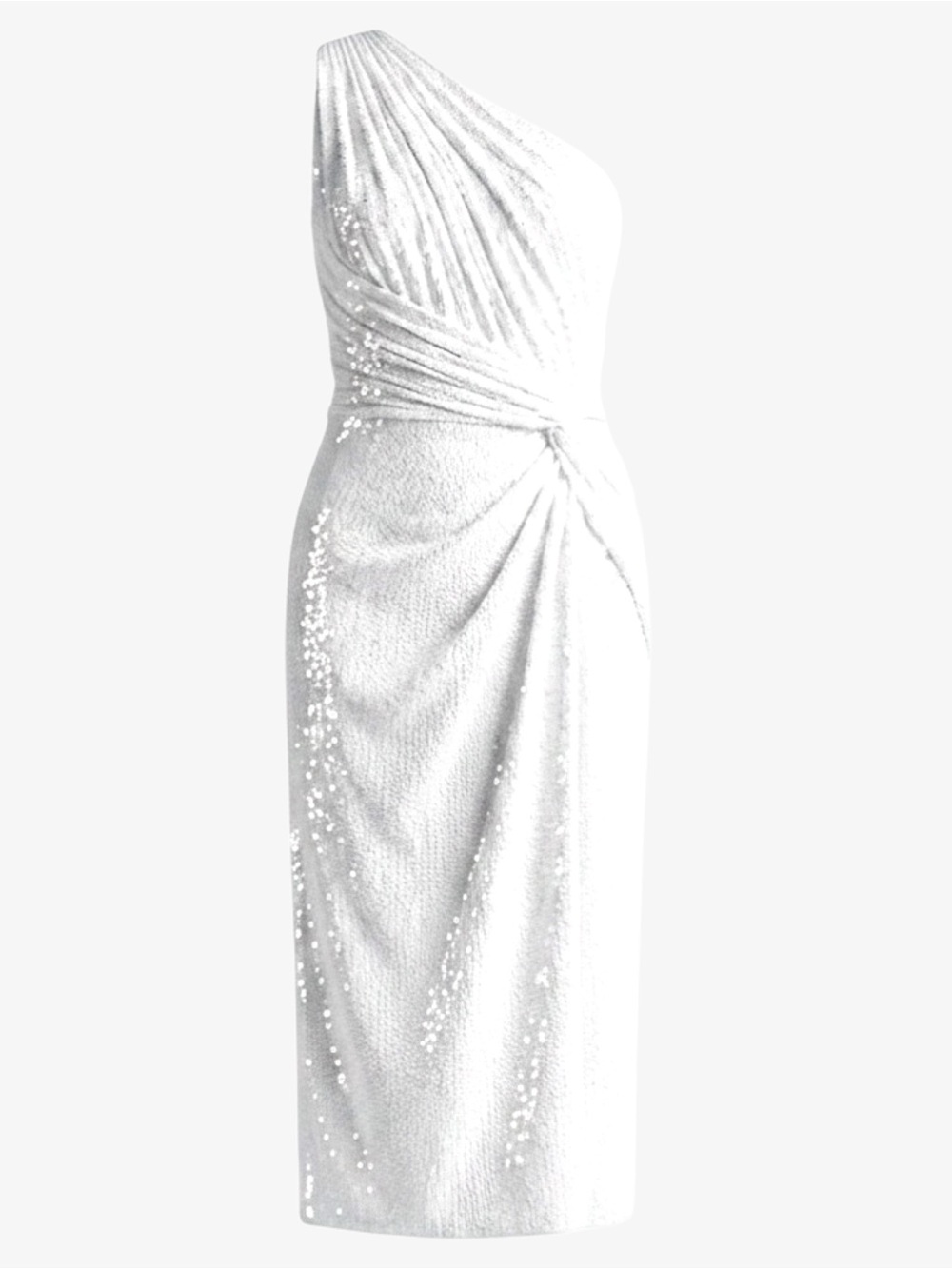 NWT Rene Ruiz Collection One-Shoulder White Sequin Cocktail Dress - Size 10